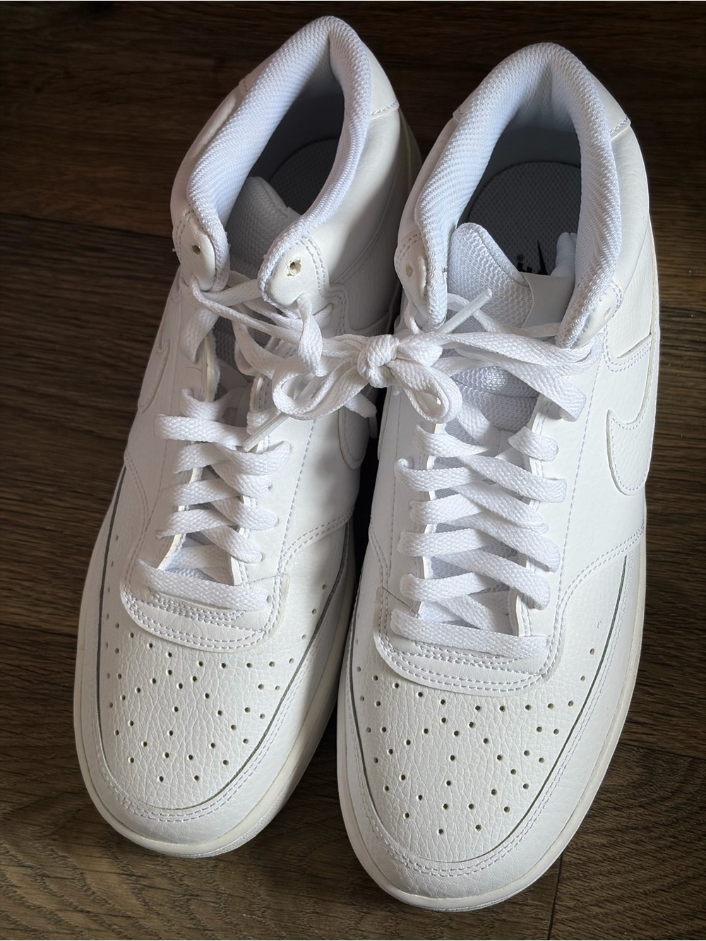 Size 9.5 Nike Women Court Vision Mid Triple White CD5436-100 Basketball Shoes